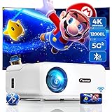 Beamer Full HD, 5G WiFi Bluetooth Beamer 12000 Lumen Native 1080P Beamer 4K Heimkino Video...
