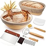 Brot Gärkorb Set, Gärkörbchen zum Brotbacken, 23cm Rund & 25cm Oval Brotkörbchen, 100%...