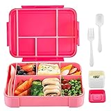 RUYI Brotdose Kinder mit Fächern und Besteckset, 1330ML Lunchbox BPA Frei Bento Box...