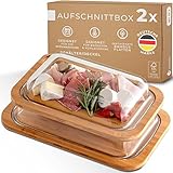 Exitoso Servierbrett Holz Aufschnittboxen für Kühlschrank Glas 2er Set Aufschnittbox...