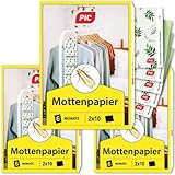 PIC Mottenpapier 3x2x10 - Mottenpapier für Kleiderschrank und Schublade - Schützt auch...