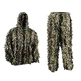 PELLOR 3D Ghillie Tarnanzug, Jungle Regenponcho Ghillie Suit Camouflagemit Tarnkleidung...