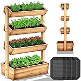 tillvex® Hochbeet aus Holz mit 4 Etagen | Premium Blumenkasten mit Gartenvlies |...