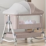 3-in-1 Babywippe, Beistellbett, Verstellbares Stubenbett, Schaukelwiege, Verstellbares...