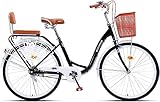 LEFEDA Hybrid Cruiser im Retro Stil, Hybrid Bike, Gepäckträger, City Commuter Fahrrad...