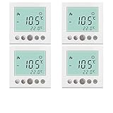 SM-PC®, 4x Set Digital Thermostat Raumthermostat Fußbodenheizung Wandheizung LED weiß...