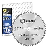 GRAFF Sägeblatt 216x30 Metall Aluminium Baustahl Metallrohre – Kreissägeblatt 216x30...