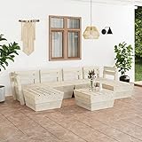 JUNZAI 7-TLG. Garten-Paletten-Lounge-Set, Möbelsets, Gartenmöbel, Garten Lounge, Lounge...