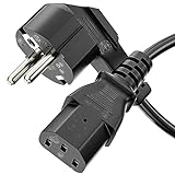 Sonero® Euro-Netzkabel, Strom-Kabel für Haushaltsgeräte, 90° Schutzkontakt-Stecker auf...