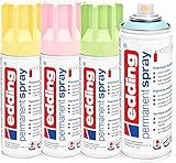 Permanent Spray edding 5200 Pastell-Set 4x200ml, Grün, Blau, Rosa, Gelb - Acryllack -...