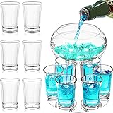 Schnapsspender und Halter mit 6 Schnapsgläser Plastik - Shot Gläser Getränkespender...