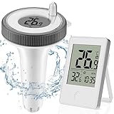 Auniq Funk Poolthermometer, 3 in 1 Funk Schwimmendes Pool Thermometer Innen-Außen...