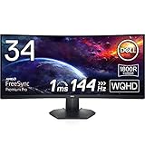 Dell S3422DWG 34 Zoll WQHD (3440x1440) 21:9 1800R Curved Gaming Monitor, 144Hz, VA, 1ms...