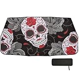 Auto-Regenschirm, Sonnenschutz, Gothic-Totenköpfe, Rosen, Dornen, teuflisch, schwarz,...