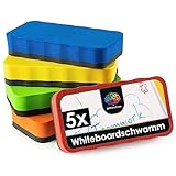 OfficeTree 5 x Whiteboard Schwamm Magnetisch - 5 Farben - Tafelschwamm Magnetisch reinigt...