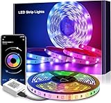 LED Strip 6m, RGB LED Streifen, APP und Fernbedienung, Bluetooth Selbstklebend Musik Sync...