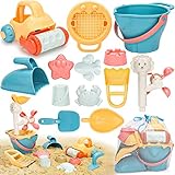 Sanlebi Sandspielzeug Set, Kinder Sandkasten Spielzeug mit Eimer, Sandformen, Netzbeutel...