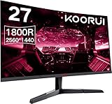 KOORUI Gaming Monitor 27 Zoll, 1800R Gebogene Oberfläche, 2560X1440 (QHD) Bildschirm, 144...