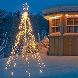 Joomer Christbaumbeleuchtung mit Ring und Sterne, 450 LED Weihnachten Fahnenmast...