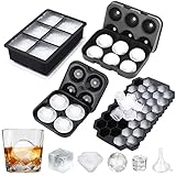 Eiswürfelform Silikon Eiswürfelbehälter mit Deckel - 4er-Set, leicht zu lösen,...