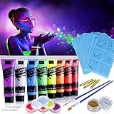 Lictin UV Bodypainting 8 Farben 6 Kinderschminke Glitzer Schminke Schwarzlicht...