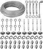 30M 3mm Drahtseil, 304 Edelstahl Drahtseil Spanndraht, Stahlseil ummantelt, Spannschloss,...