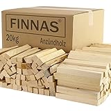 FINNAS 20kg Anfeuerholz Anzündholz Anmachholz Brennholz Kaminholz Kaminscheit Span Smoker...