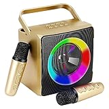 Karaoke Anlage mit 2 Mikrofonen, Mini Kabellose Karaoke Maschine mit RGB LED-Licht,...