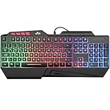 Rii Gaming Tastatur USB Regenbogen beleuchtete Tastatur, 19 Anti-Ghosting, Keyboard Für...