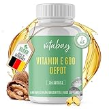 Vitabay Hochdosiertes Vitamin E 600 IE Depot - 200 VEGAN Softgel Vitamin E Kapseln...