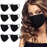 BeatBasic 8 Stück 3-Schicht schwarze maske,Wiederverwendbar gesichtsmaske schwarz,...