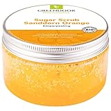 GREENDOOR Körperpeeling Sugar Scrub Sanddorn Orange 230g, Zucker Peeling ohne Farbstoffe...