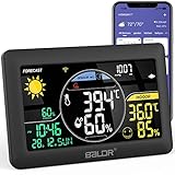 BALDR 2.4Ghz Wlan Wetterstation mit Außensensor, 7.5'' VA Display, Wettervorhersage in...