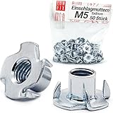Lun Fix Einschlagmuttern M5 x 8 mm DIN 6930 | 50 Stück | Verzinkter Stahl, Metrisches...