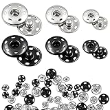 Leikedun Druckknöpfe Set, 60 Sätze Druckknopf Schwarz Silber Metall Druckknöpfe zum...