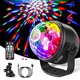 Discokugel, Gritin 360° Rotierende Musik Activated LED Party Lampe Discolicht mit...