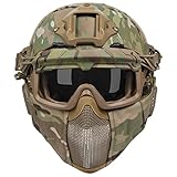 OneTigris Airsoft Helm, Mich 2000 Paintball Helm mit Maske und Schutzbrille für Airsoft...