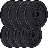 ScSPORTS® 30 kg Hantelscheiben Set 4 x 5 kg und 4 x 2,5 kg Gusseisen Gewichtscheiben...