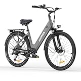 MileCity1 26' E-Bike für Erwachsene, 7 Gang Elektrofahrrad mit Austauschbarem 36V 13Ah...