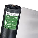 HaGa® Fliegengitter 10 m x 150 cm Breite in Schwarz - Effektiver Schutz vor Insekten für...