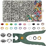 250 Druckknopf Set mit Zange 9,5 mm hohle und feste Metallknöpfe Druckknöpfe ohne Nähen...