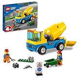 LEGO 60325 City Starke Fahrzeuge Betonmischer, LKW-Spielzeug mit Baustelle, Baufahrzeugen...