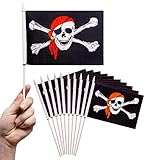 PHENO FLAGS Piratenflagge klein- 10 Stück - Piratenfahne 12,7 x 20,32 cm - 30cm...