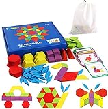 Tangram Kinder Geometrische Formen HolzPuzzles - Montessori Spielzeug Puzzle mit 155...