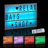 Relaxdays, Leuchtkasten, weiß Lightbox mit Farbwechsel, 85 Buchstaben & Symbole, 3...