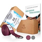 NAJATO Sports Yoga Block Kork 2er Set – Mit Yoga Gurt & E-Book – Yogaklotz für Yoga...