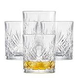 SCHOTT ZWIESEL Whiskyglas Show (4er-Set), anmutige Tumbler für Whisky mit Relieff,...
