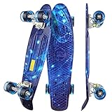 WeSkate Kinder Retro Skateboard 22' 55cm Mini Cruiser ABEC-9 Kugellager mit PU LED...