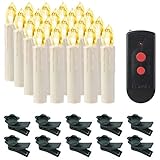 SHYOSUCCE 20er LED Weihnachtskerzen Kabellose Dimmbar Weihnachtsbaum Kerzen mit...