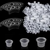 600 Stück Tattoo Farbkappen Cups mit 2 Schwarz Cups Halterungen, 200 kleine 200 mittlere...